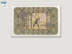 50er-Franken-Note aus der zweiten Banknotenserie (1911–1914), gestaltet von Ferdinand Hodler
