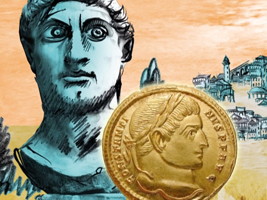 Münze: ein Solidus mit einem Porträt